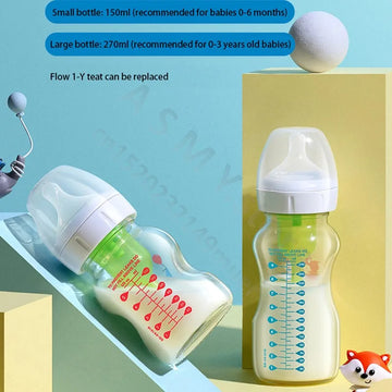 Dr. Brown's Wide-Diameter Glass Baby Bottle Set – Anti-Colic, 150ML + 270ML