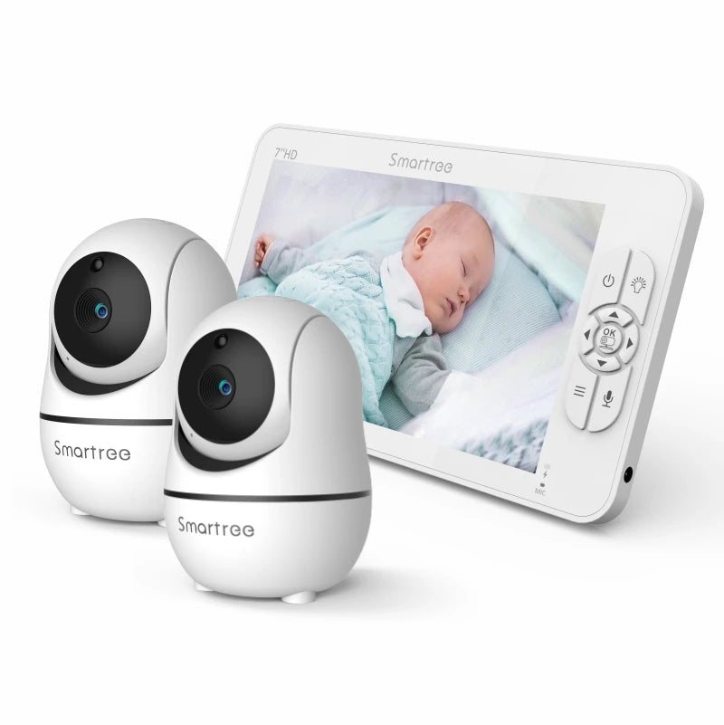 1080P HD Split-Screen Video Baby Monitor – Dual Cameras, Remote Zoom/Pan/Tilt, Secure & Long Battery Life